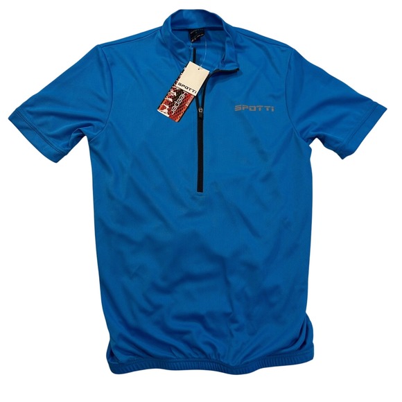 Spotti Keeper Blue Cycling Jersey Shirt Half Zip Short Sleeve Sportswear - Picture 1 of 10